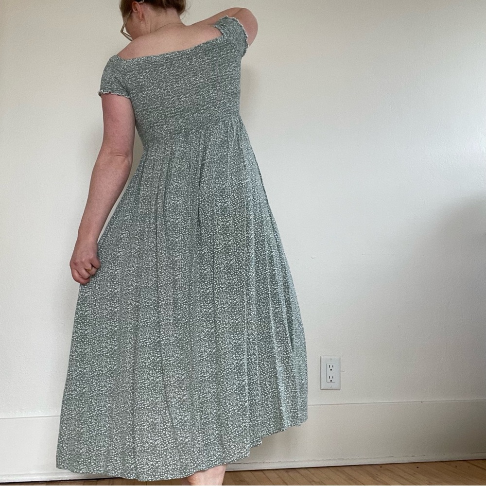 Green Floral Maxi Dress with Side Slit - Picture 3 of 7